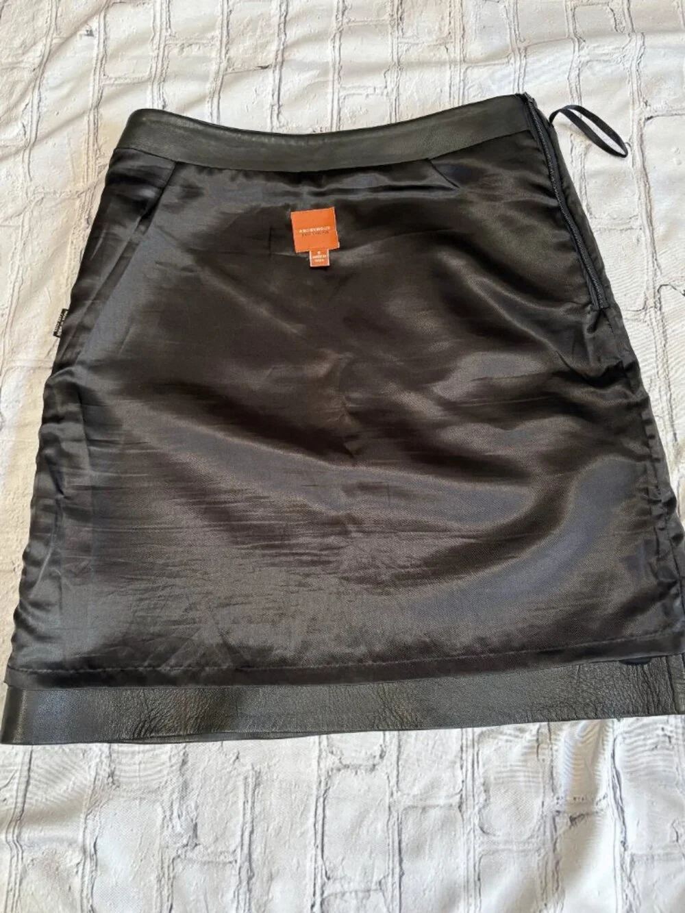 Anonymous by John Carlisle Genuine Lambskin Leather Skirt Black Size 6